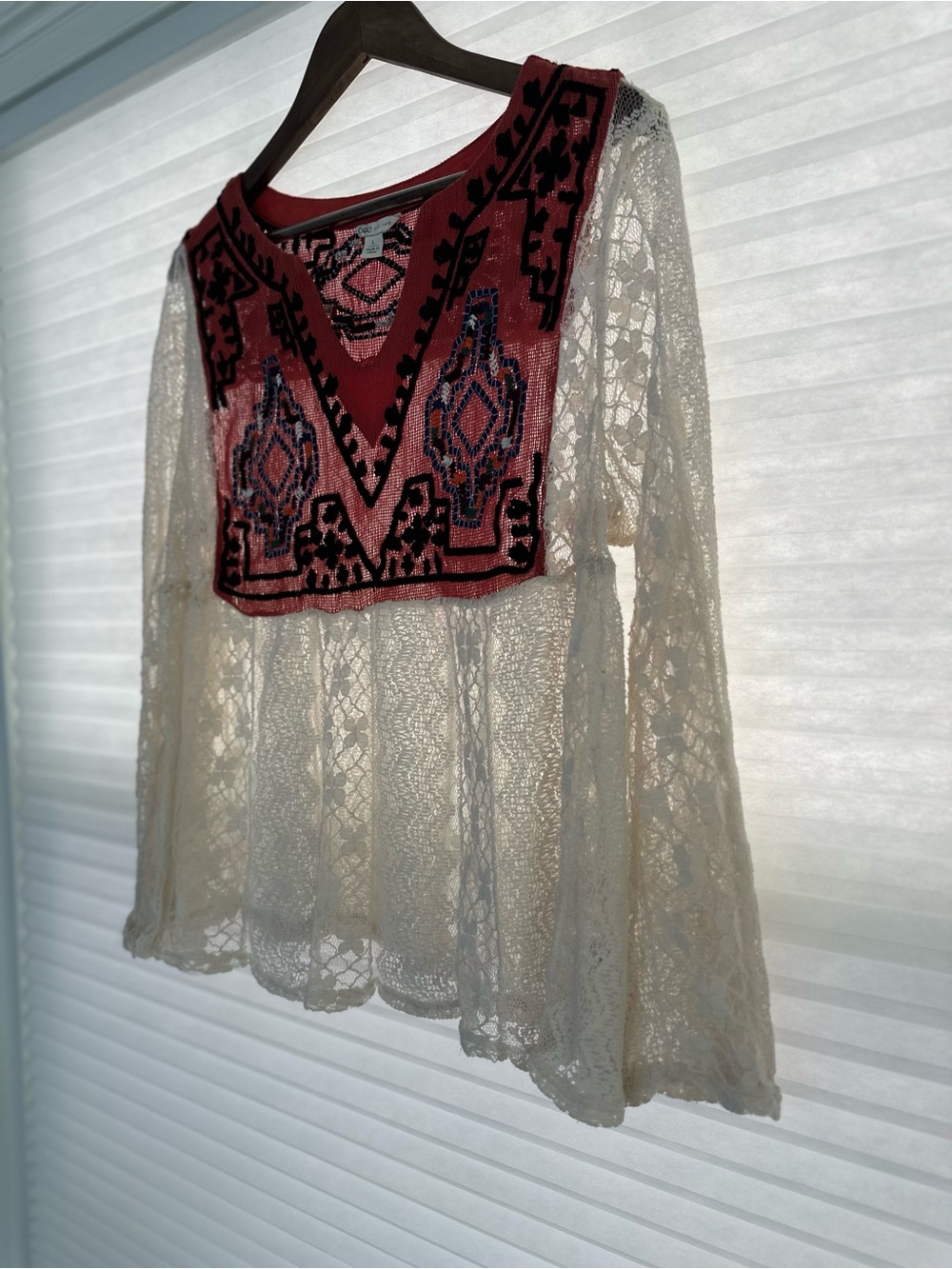 Cato Boho Lace Tunic Blouse Free People Casablanca Inspired Size Large - Picture 3 of 9